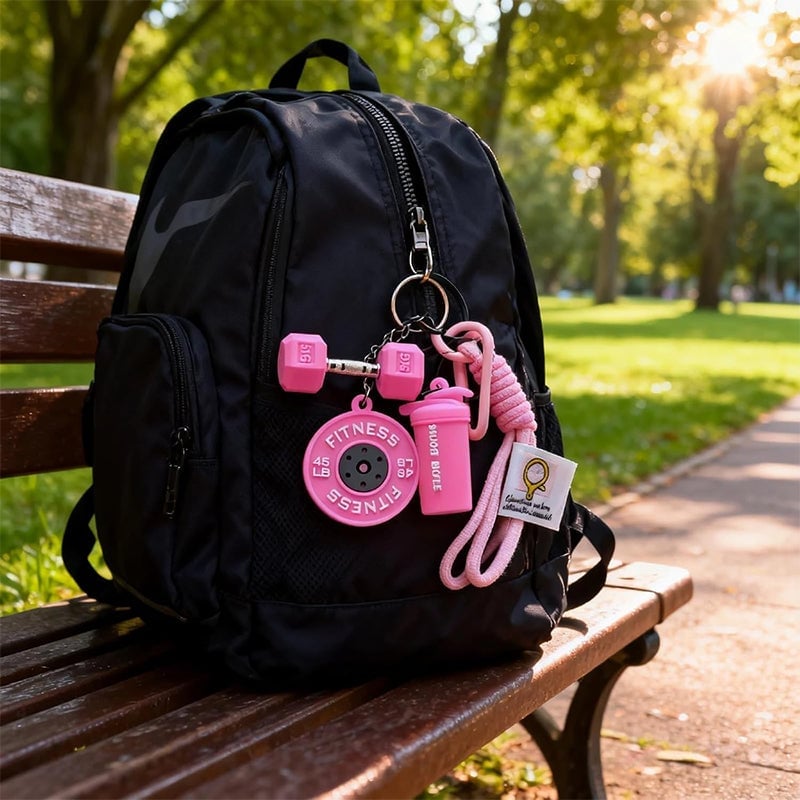 Creative Mini Gym Barbell Plate Keychain