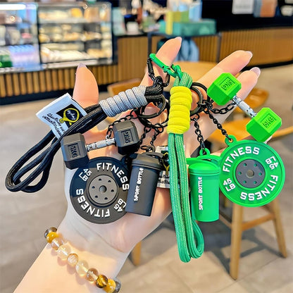 Creative Mini Gym Barbell Plate Keychain